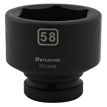 DYNAMIC Tools 58MM X 1" Drive, 6 Point Standard Length, Impact Socket D025058